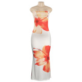 Print Wrap Chest Maxi Dress GAXB-C033DS