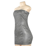 Solid Color Glitter Tube Tops Dress GAXB-A561DS