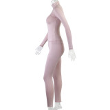 Solid Color Zipper Yoga Sport Two Piece Pants Set GJYO-917051