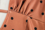 Polka Dots Print V Neck Mini Dress GJYO-302981