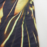 Round Neck Long Sleeve Print Maxi Dress GAXB-A332DS