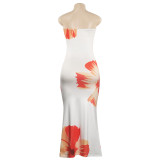 Print Wrap Chest Maxi Dress GAXB-C033DS