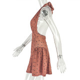 Polka Dots Print V Neck Mini Dress GJYO-302981