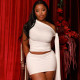 Solid Color Slash Neck Tie Up 2 Piece Skirts Set GJYO-711731