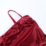 Solid Color Satin Spaghetti Strap Mini Dress FL-25271