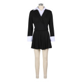 Solid Color Patchwork Top Pleated Skirt 2 Piece Set AIL-263