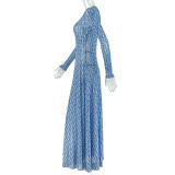 Print Long Sleeve Maxi Dress GJYO-303367