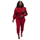 Solid Color Zipper Coat Two Piece Pants Set AIL-252
