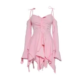 Solid Color Irregular Sling Mini Dress ASL-6696