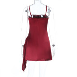 Solid Color Satin Spaghetti Strap Mini Dress FL-25271