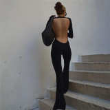 Sexy Backless Long Sleeve Flare Jumpsuit GJYO-003871