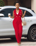 Sleeveless Vest Blazer Two Piece Pants Set AIL-032