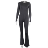 Sexy Backless Long Sleeve Flare Jumpsuit GJYO-003871