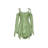 Solid Color Irregular Sling Mini Dress ASL-6696