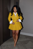 Solid Color Patchwork Top Pleated Skirt 2 Piece Set AIL-263
