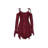 Solid Color Irregular Sling Mini Dress ASL-6696