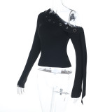 Slash Shoulder Long Sleeve Tops FL-25022