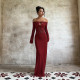 One Shoulder Long Sleeve Lace Maxi Dress FL-25437