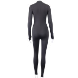 Solid Color Zipper Tight Jumpsuit GJYO-003990