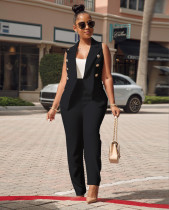 Sleeveless Vest Blazer Two Piece Pants Set AIL-032