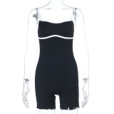 Contrast Color Backless Sling Romper FL-25442