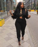 Solid Color Zipper Coat Two Piece Pants Set AIL-252