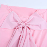 Solid Color Bow-tie Backless Maxi Dress FL-25275