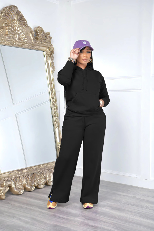 Fleece-Lined Hoodie Sweatshirt Casual Two-Piece Pants Set BLX-63010