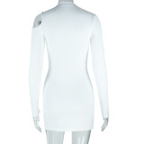 Solid Color Long Sleeve Bodycon Dress GJYO-301968