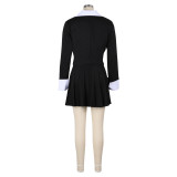 Solid Color Patchwork Top Pleated Skirt 2 Piece Set AIL-263
