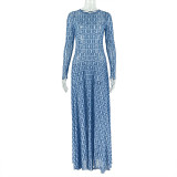 Print Long Sleeve Maxi Dress GJYO-303367