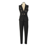 Sleeveless Vest Blazer Two Piece Pants Set AIL-032