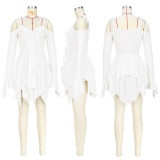 Solid Color Irregular Sling Mini Dress ASL-6696