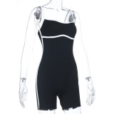 Contrast Color Backless Sling Romper FL-25442