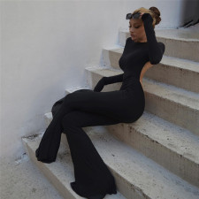 Sexy Backless Long Sleeve Flare Jumpsuit GJYO-003871