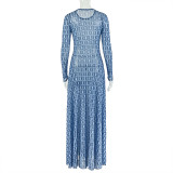 Print Long Sleeve Maxi Dress GJYO-303367