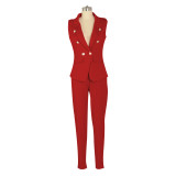 Sleeveless Vest Blazer Two Piece Pants Set AIL-032