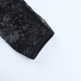 Sexy Lace Solid Color Long Sleeve Tops FL-25236