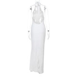 Solid Color Sleeveless Backless Maxi Dress FL-25234