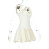 Sleeveless Solid Color Sling Mini Dress FL-25273