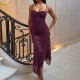 Lace Backless Sling Maxi Dress FL-25468