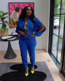 Solid Color Zipper Coat Two Piece Pants Set AIL-252