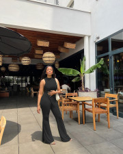 Sleeveless Solid Color Irregular Tops Pants Suit FSL-198