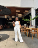 Sleeveless Solid Color Irregular Tops Pants Suit FSL-198