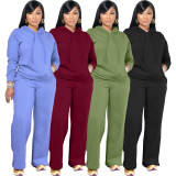 Fleece-Lined Hoodie Sweatshirt Casual Two-Piece Pants Set BLX-63010