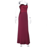 Deep V Neck Off Shoulder Evening Dress FL-25054