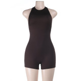 Sleeveless Backless Halterneck Romper FL-XY25453PFO