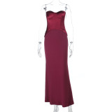 Deep V Neck Off Shoulder Evening Dress FL-25054