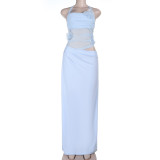 Solid Color Hollow Out Maxi Dress FL-25357