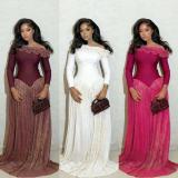 Retro Pleated Long-Sleeve Evening Dress GADE-11127